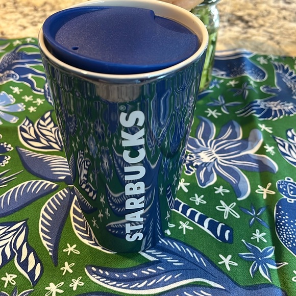 NEW,  Starbucks Holiday 2023 Winter Night Iridescent Blue Ceramic Tumbler, 12 oz - Picture 3 of 7